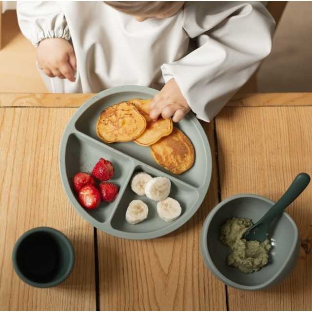 Conjunto de refeição em silicone para bebé para a introdução alimentar conduzida pelo bebé (DME)